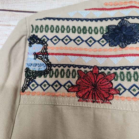 NWT Monroe & Main Women's Brown Button Embroidered Back Military Style Jacket M - Picture 16 of 16